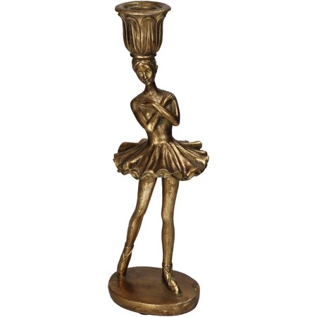 Candle Stick Ballerina Polyresin Gold 9x8x28cm - afbeelding 1