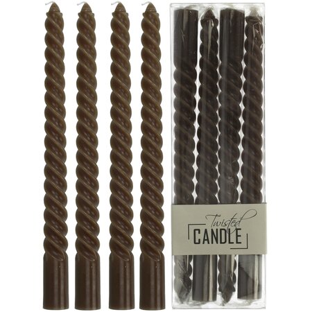 Candle Twisted Wax Brown 7.8x2.5x26cm BOX/4 - afbeelding 1