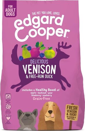 Edgard & Cooper, graanvrije brokjes met vers hert & eend voor volwassen honden - 0,7kg