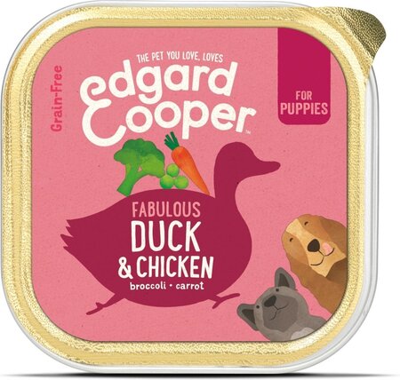 Edgard & Cooper, graanvrije kuipjes met eend & kip voor puppies - 150g