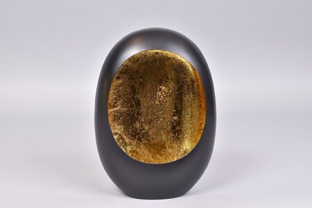 Marrakech Egg T-Light Black/Gold - 17 x 9 x 24 cm