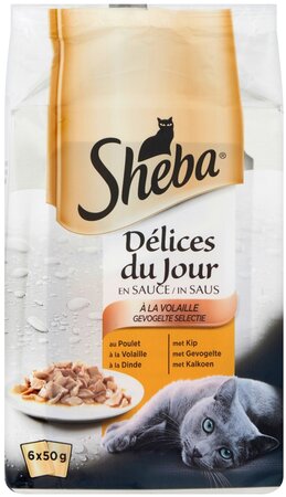 Sheba Délices du Jour pouch in saus gev sel mp 6x50gr