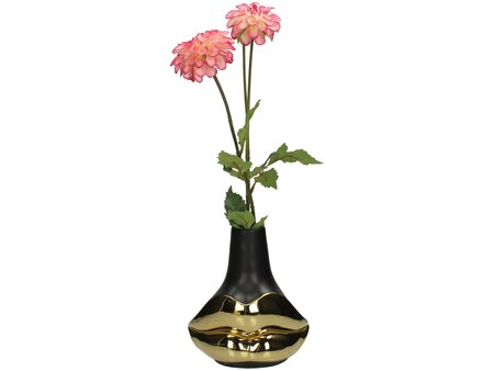Vase Lip Fine Earthenware Black 15.5x10x17.5cm - afbeelding 2